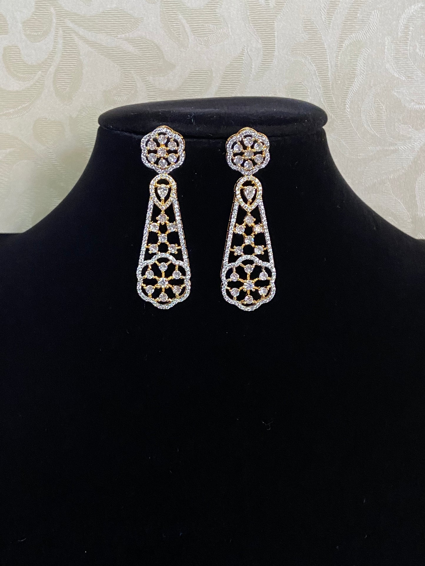 Classic CZ 2 Tone Earrings | Indian Earrings