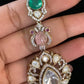 Moissanite Kundan & Pearl Necklace With Earrings