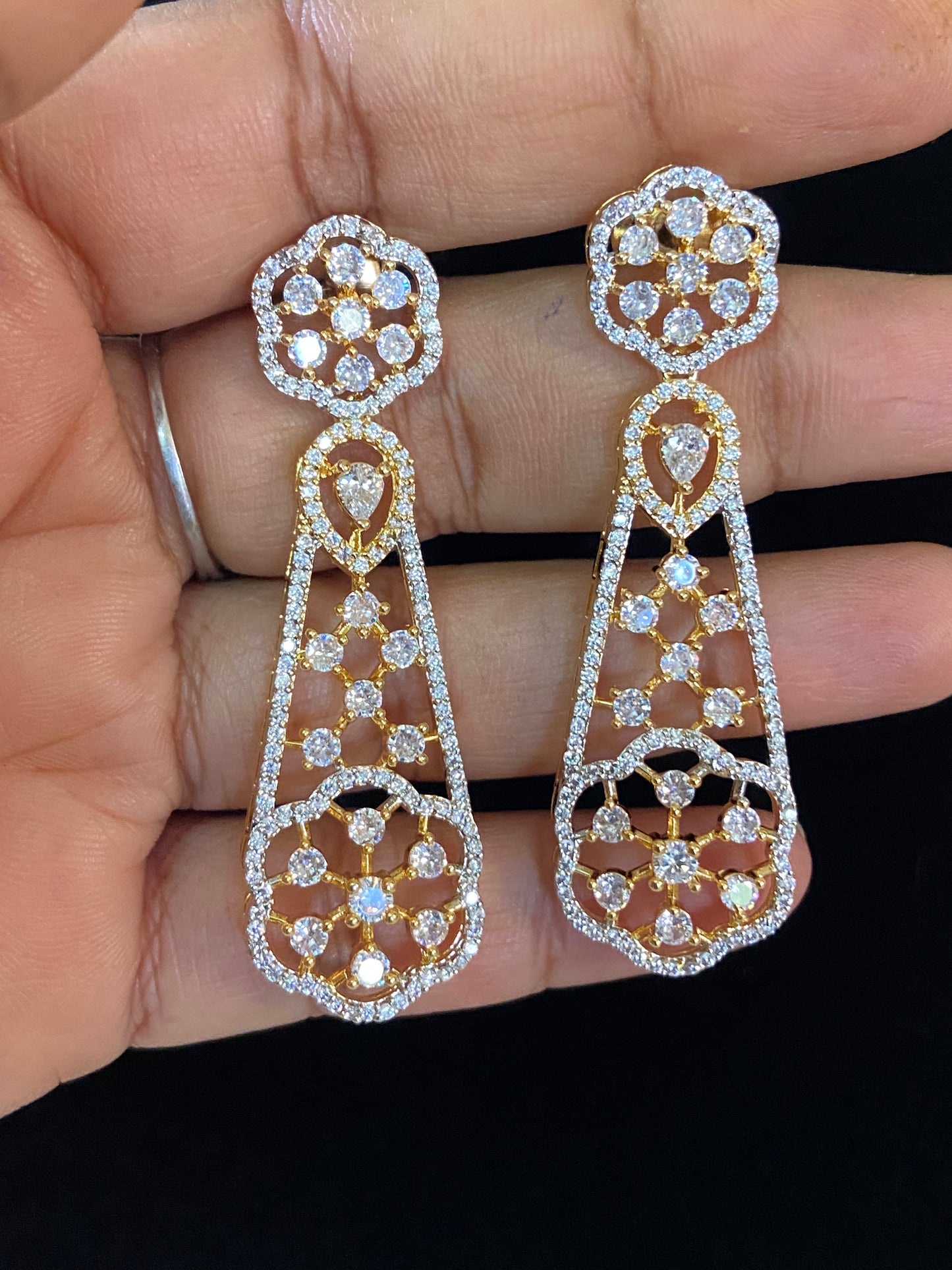 Classic CZ 2 Tone Earrings | Indian Earrings
