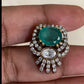 AD Victorian Pendant Onyx Beads Mala Necklace With Earrings
