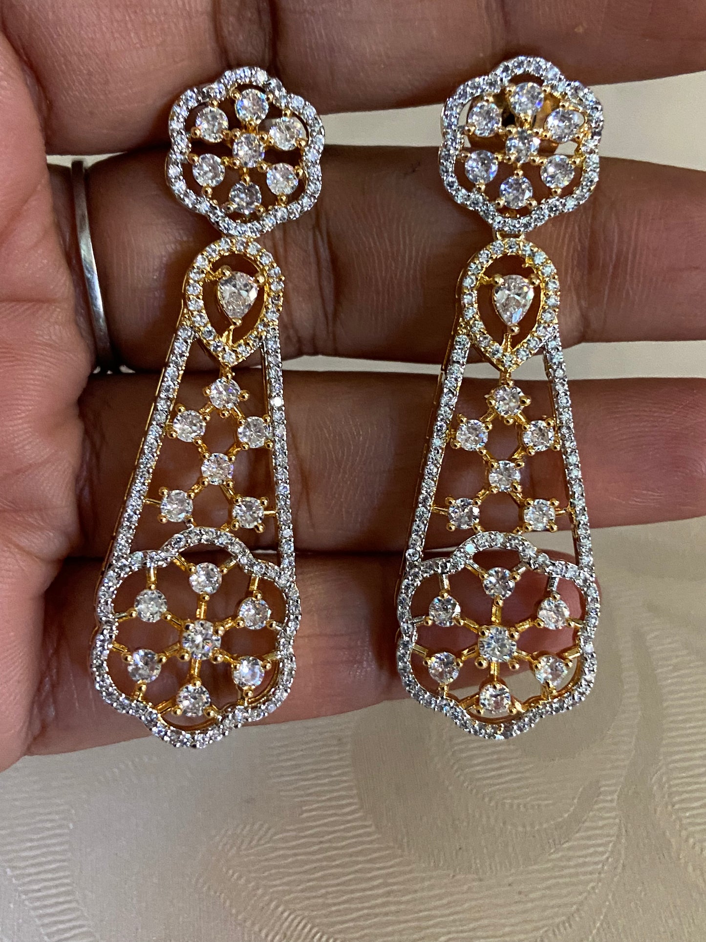 Classic CZ 2 Tone Earrings | Indian Earrings
