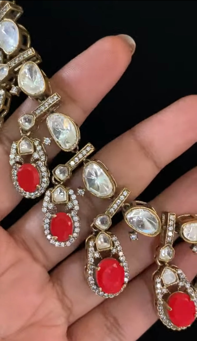 Victorian Polki Kundan Necklace With Earrings | Indian Necklace In USA