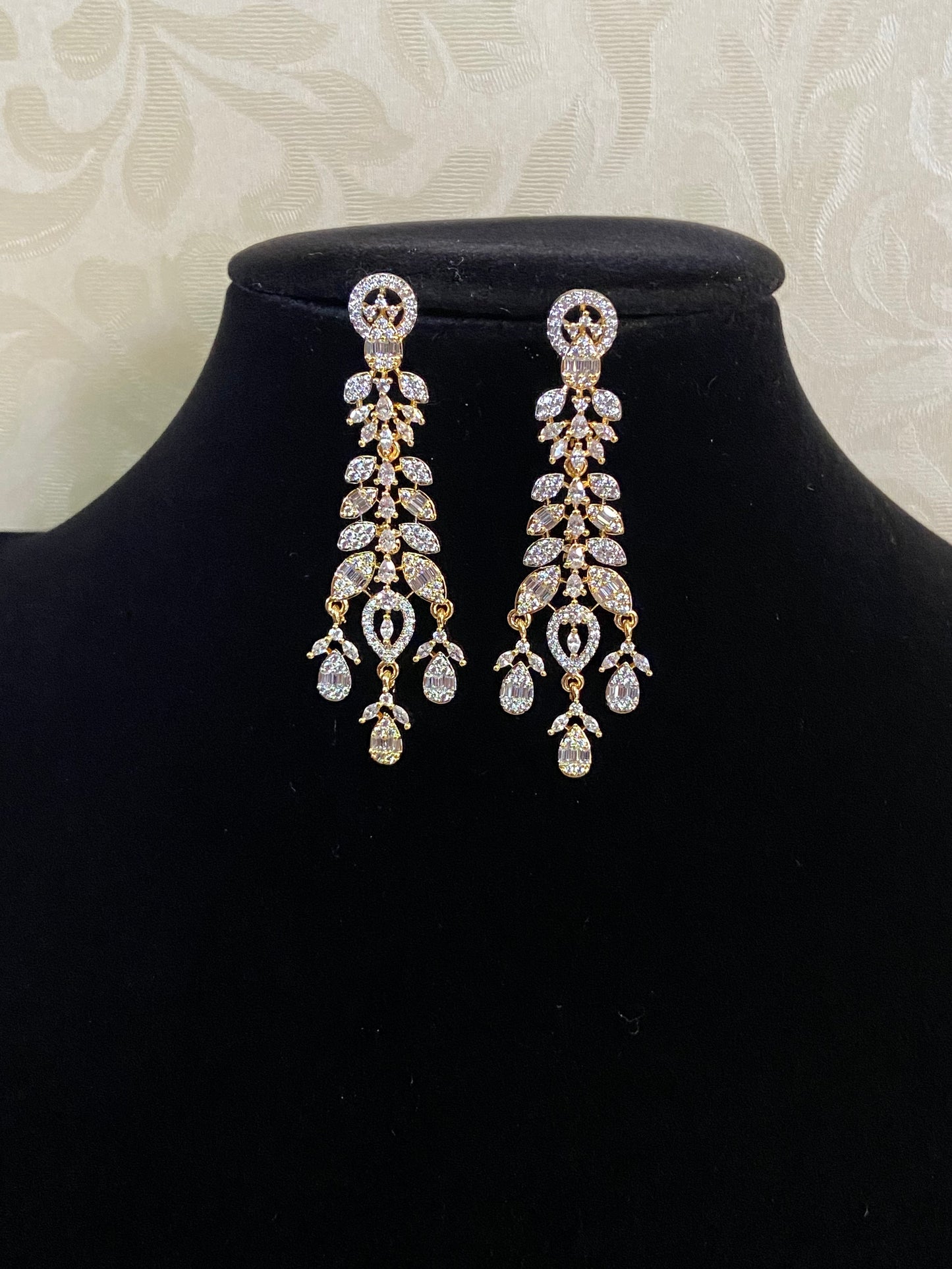 Classic CZ 2-Tone Earrings | Indian Earrings in USA