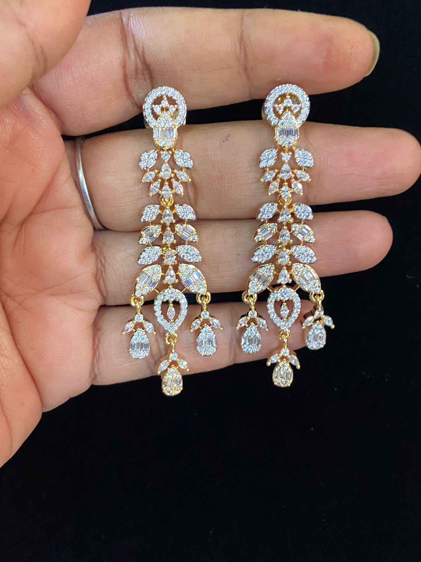 Classic CZ 2-Tone Earrings | Indian Earrings in USA