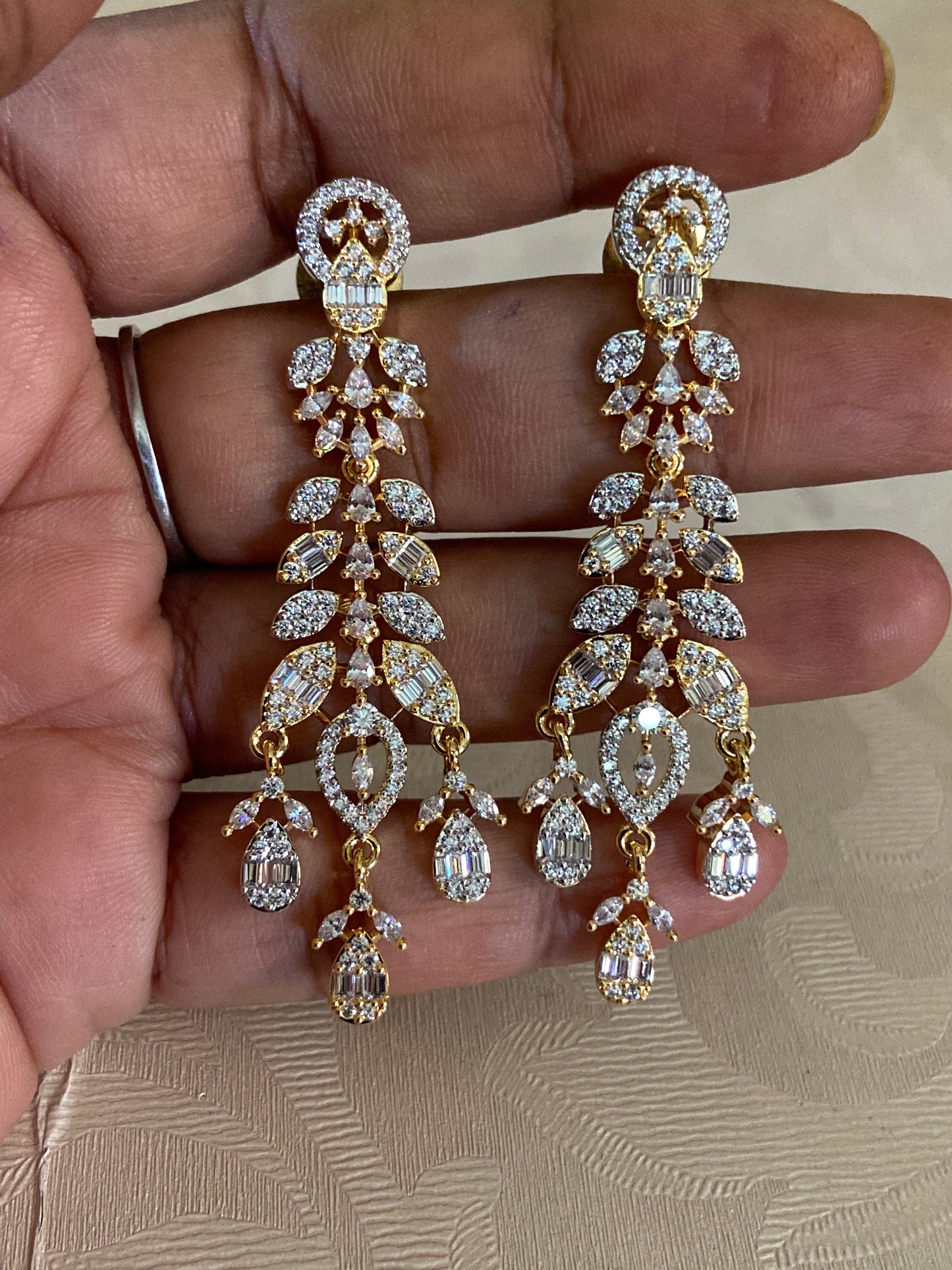 Classic CZ 2-Tone Earrings | Indian Earrings in USA