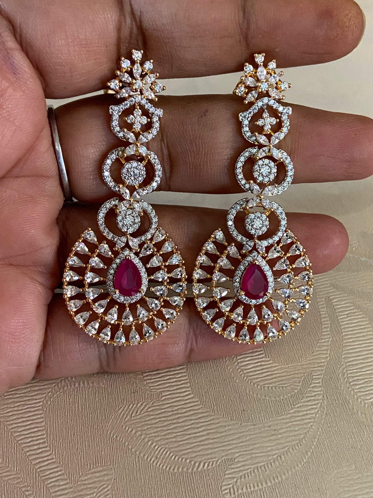 CZ  2Tone Earrings | Classic Earrings