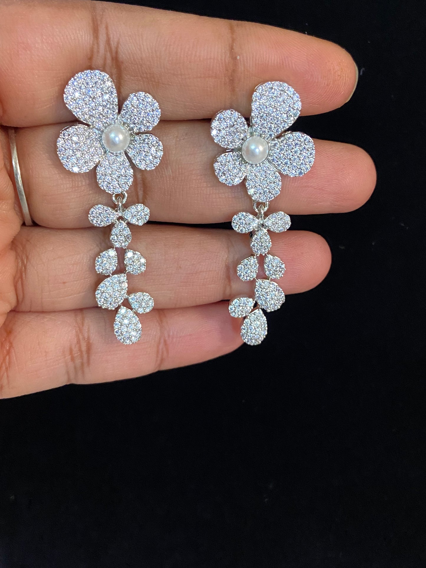 AD Classic Rhodium Earrings | Designer Earrings