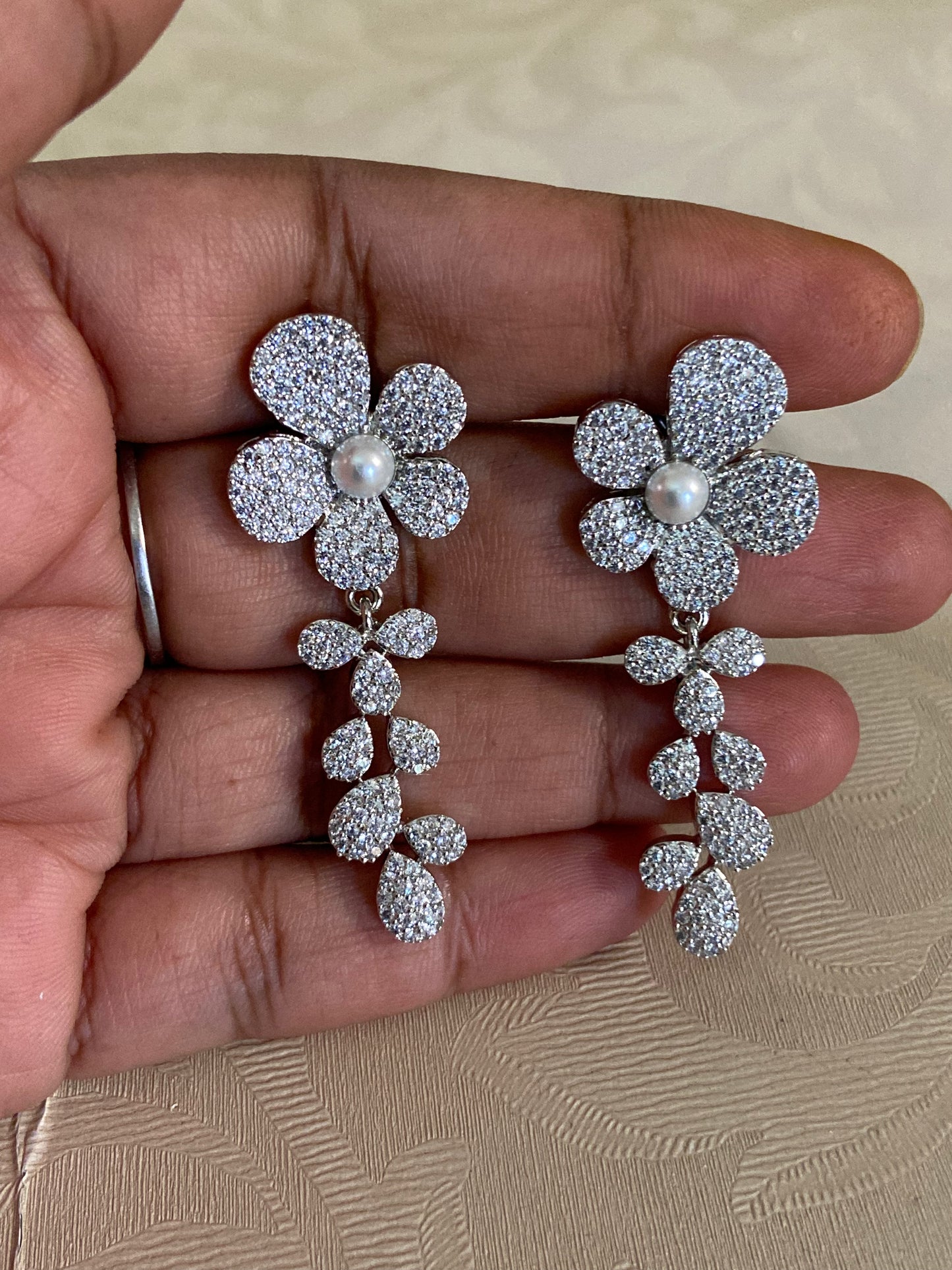 AD Classic Rhodium Earrings | Designer Earrings