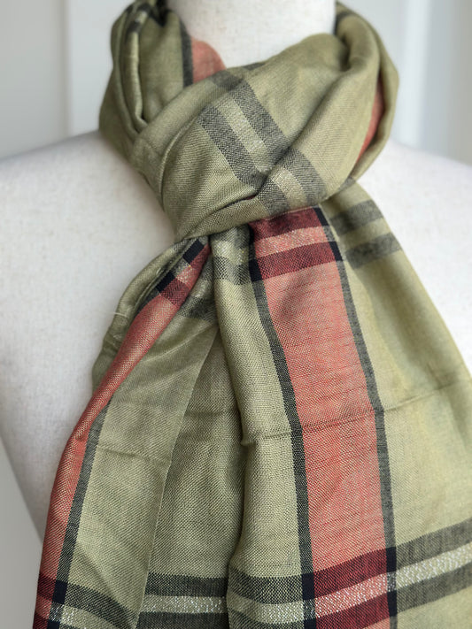 Zari Woven Handloom Stole | Muffler Scarf