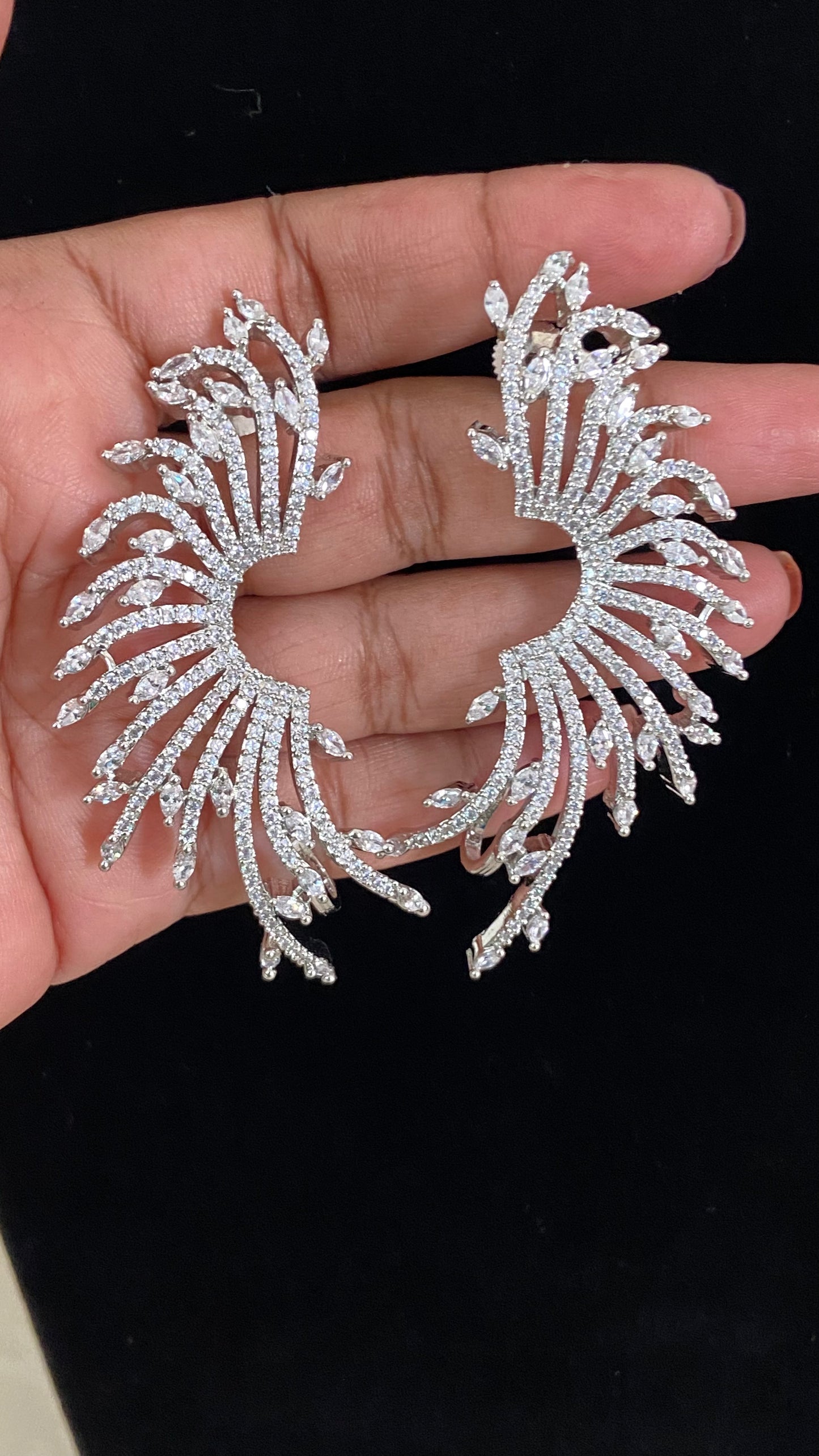 AD Rhodium Big Earrings |  Latest Indian Jewelry