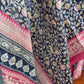 Black & Coral Floral Print Art Silk Dupatta