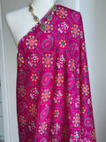 Rani Pink Printed Poly Chinnon Dupatta