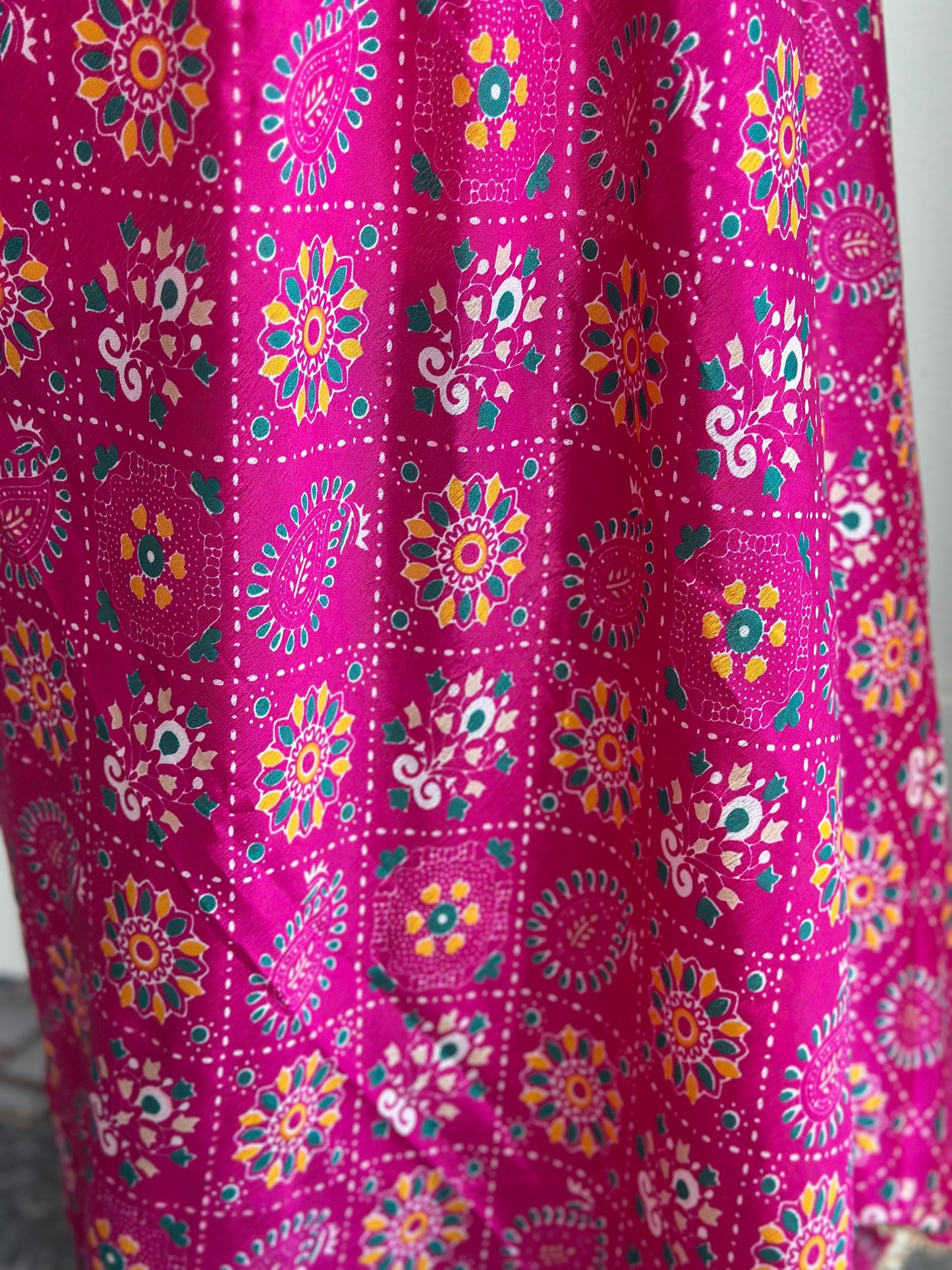 Rani Pink Printed Poly Chinnon Dupatta