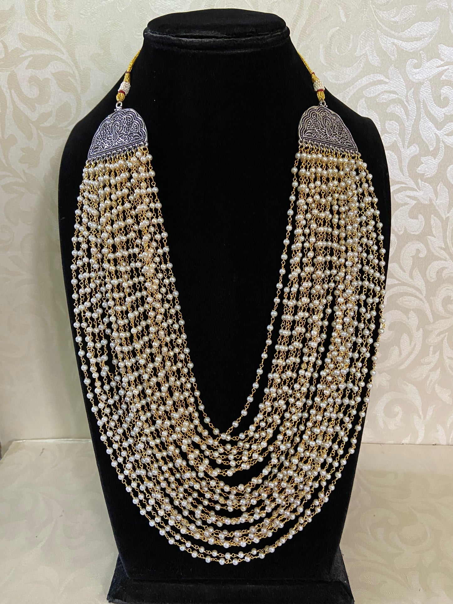 Dual tonePearl Multi Layer Mala Necklace