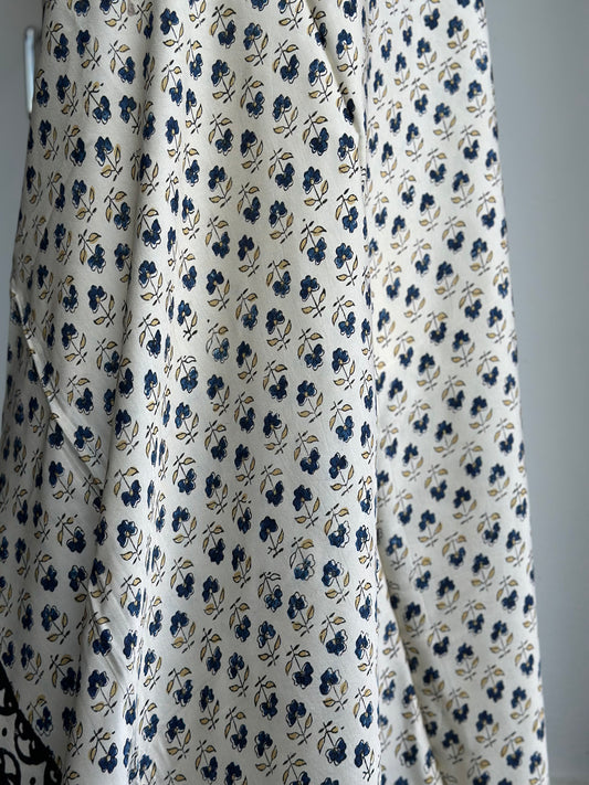 Beige & Blue Modal Silk Dupatta | Hand Block Printed Ajrakh Dupatta