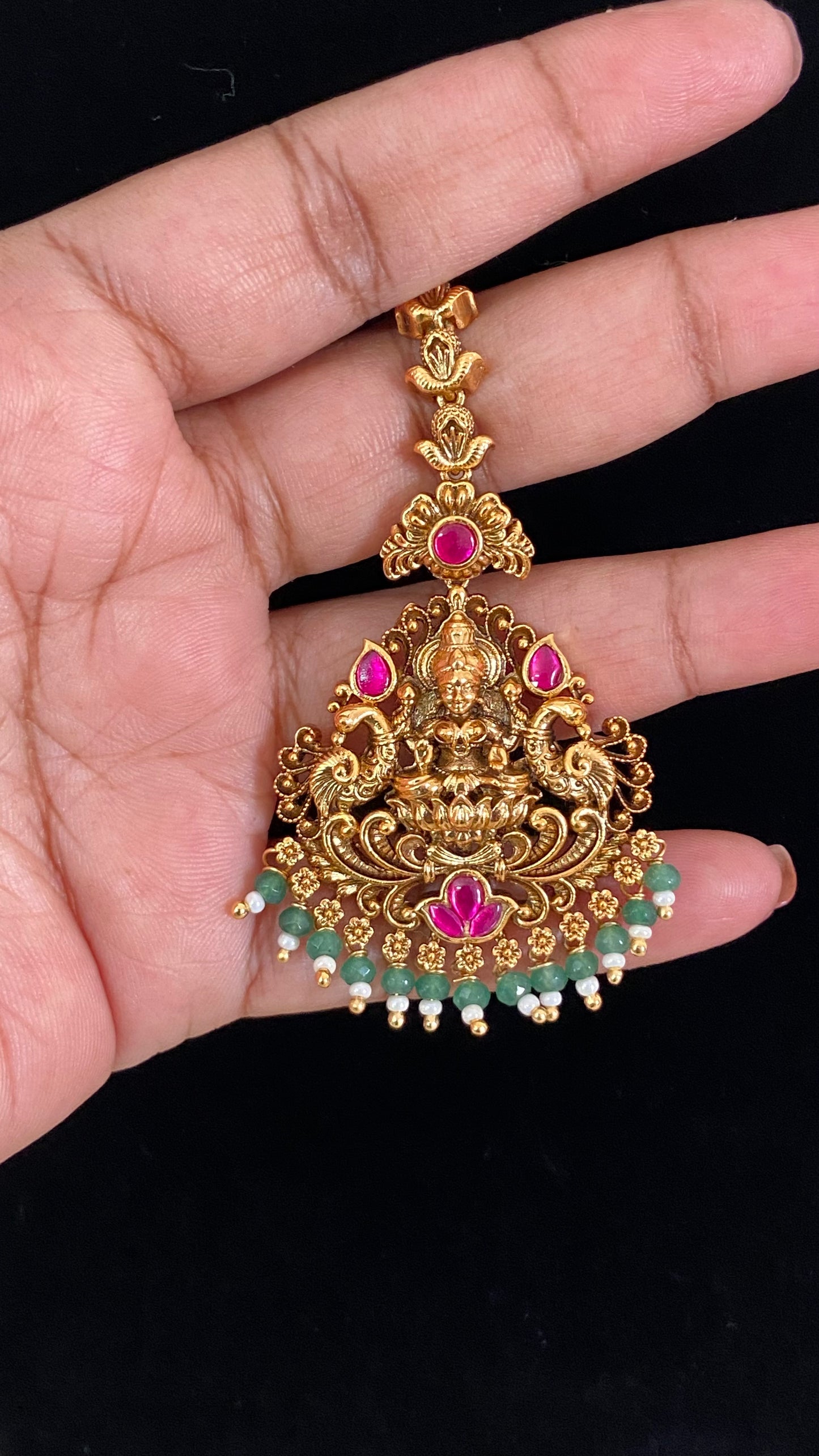 Temple Lakshmi Maang Tikka | Traditional Indian Jewelry