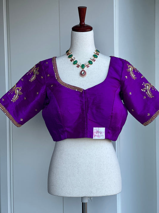 Raw Silk Embroidery Blouse | Saree blouses in USA | Custom blouse