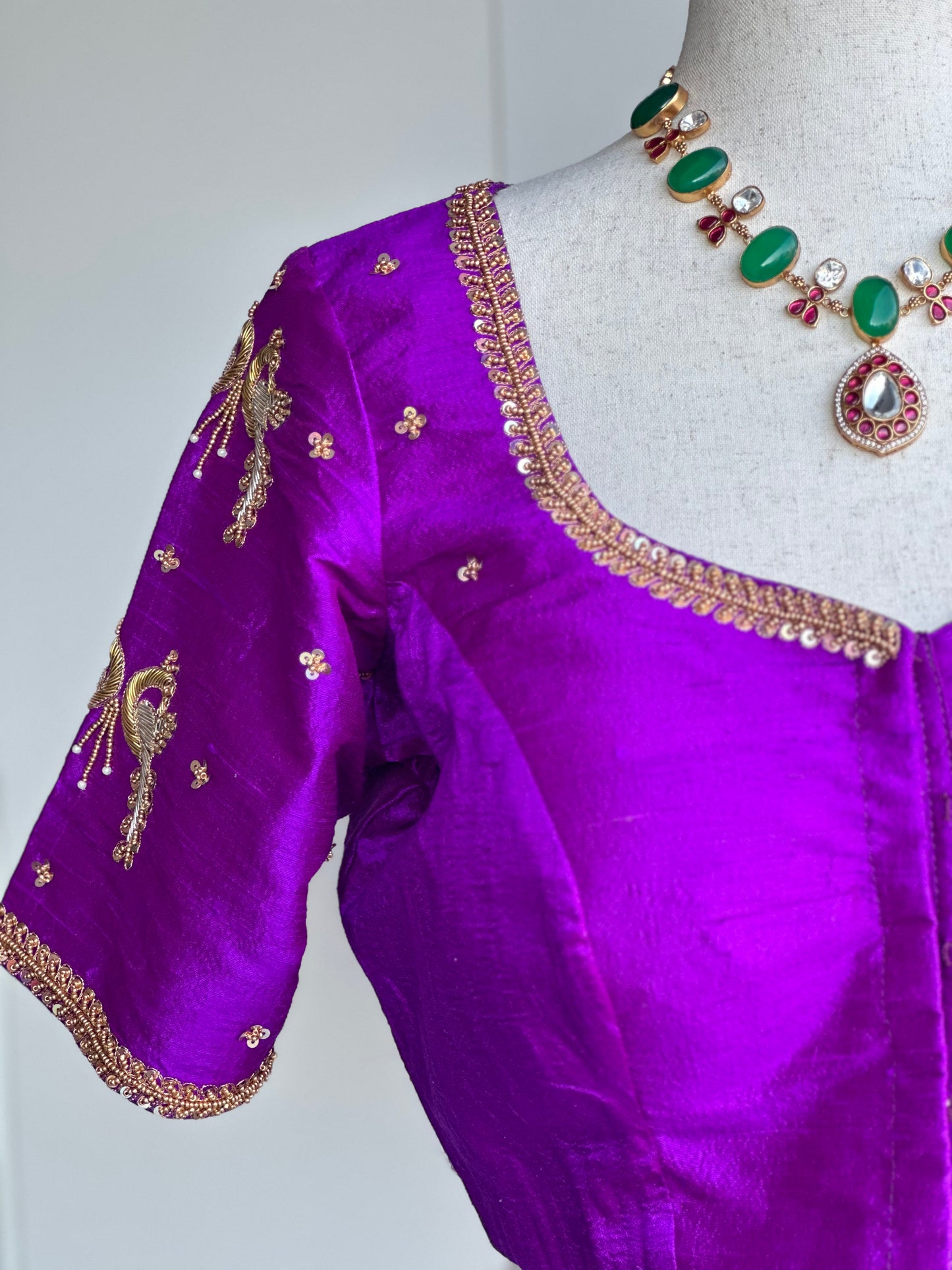 Raw Silk Embroidery Blouse | Saree blouses in USA | Custom blouse