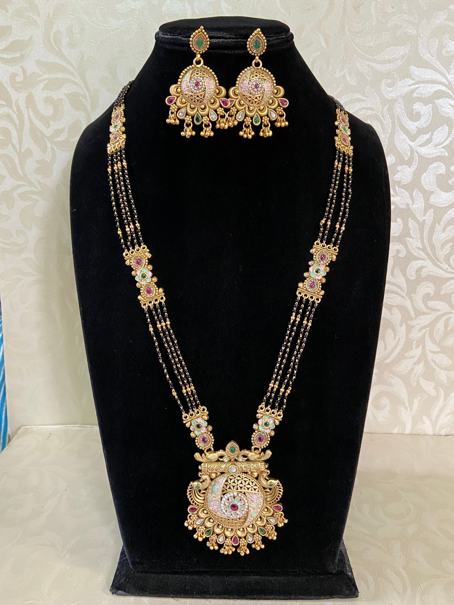 36” long Mangalasutra With Earrings