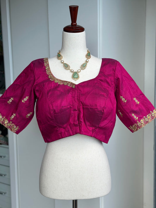 Raw Silk Hand Embroidery Blouse |  Saree Blouses Online