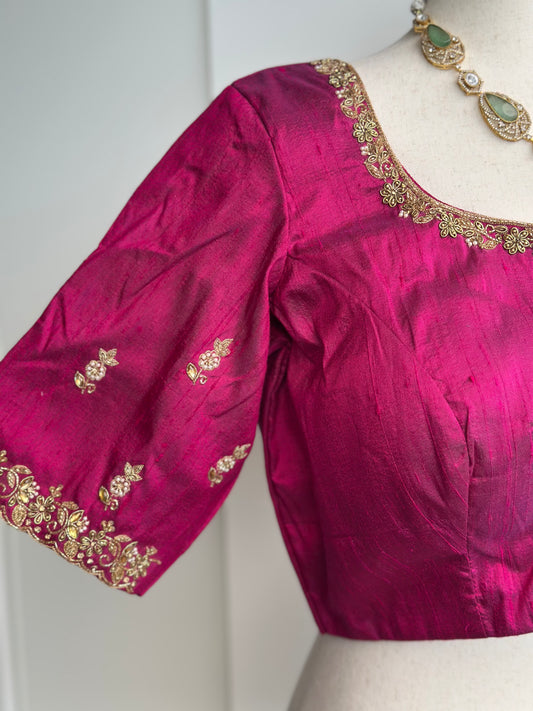 Raw Silk Hand Embroidery Blouse |  Saree Blouses Online