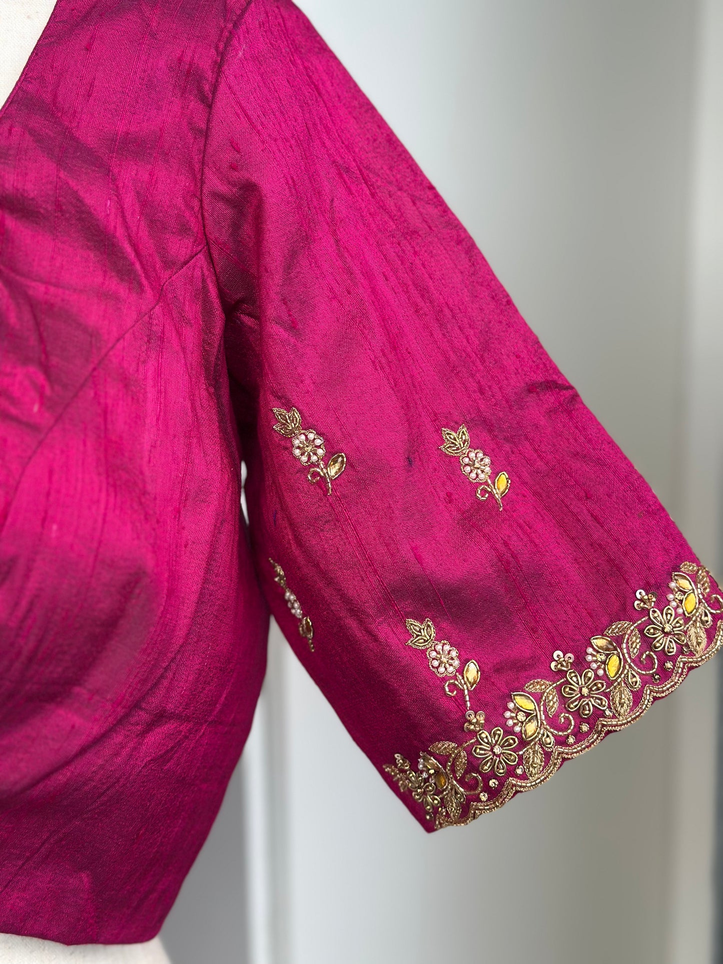 Raw Silk Hand Embroidery Blouse |  Saree Blouses Online