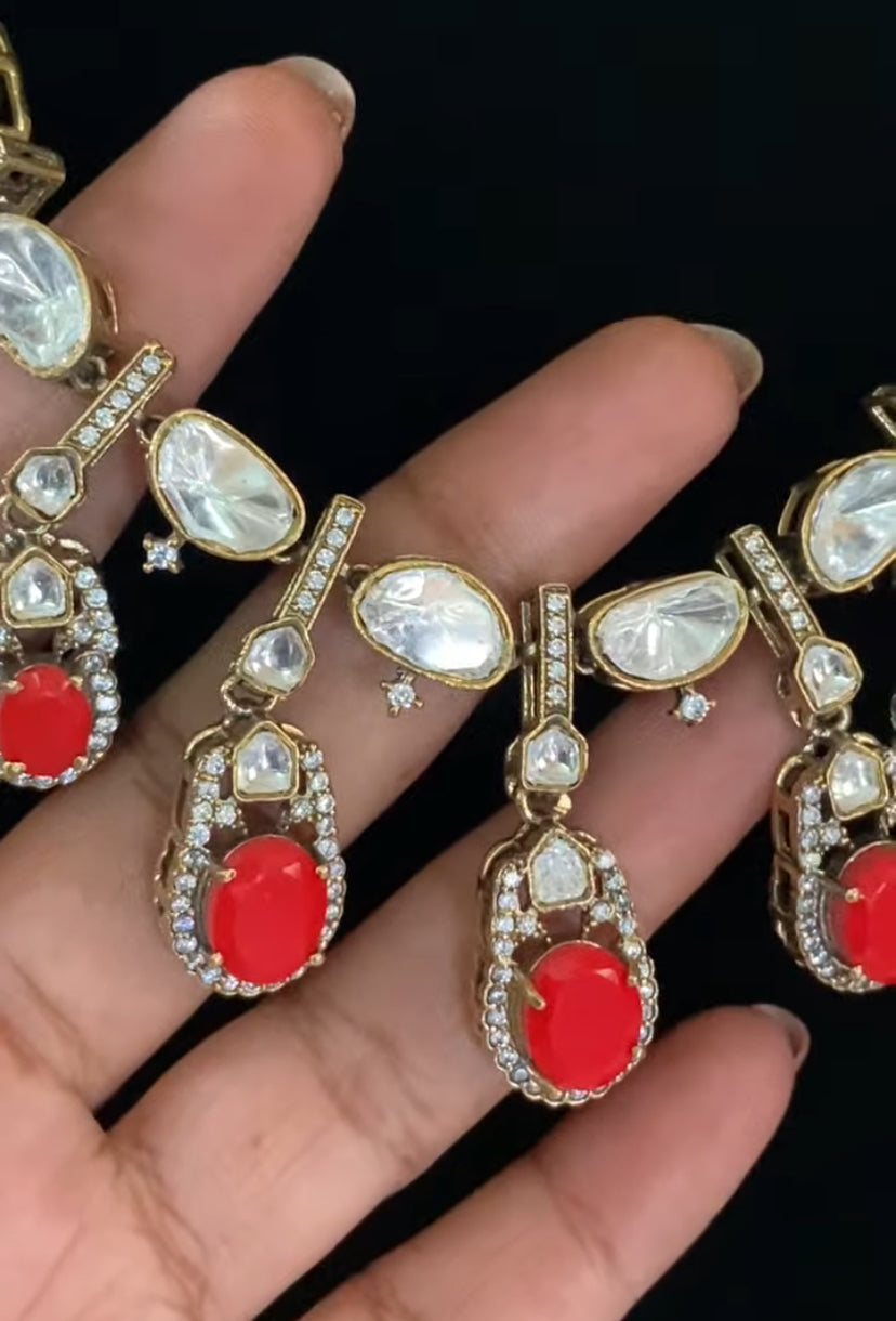 Victorian Polki Kundan Necklace With Earrings | Indian Necklace In USA