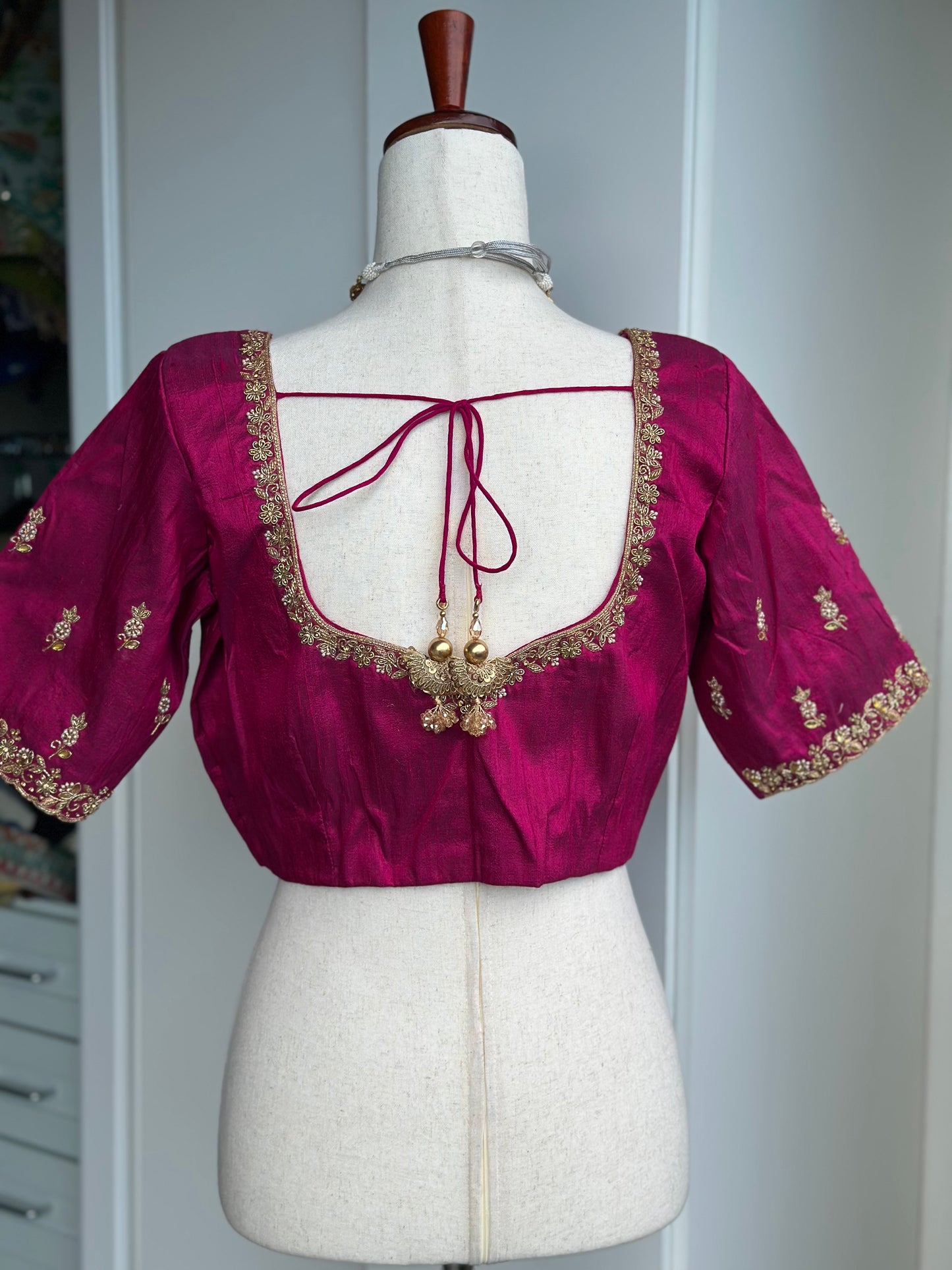 Raw Silk Hand Embroidery Blouse |  Saree Blouses Online
