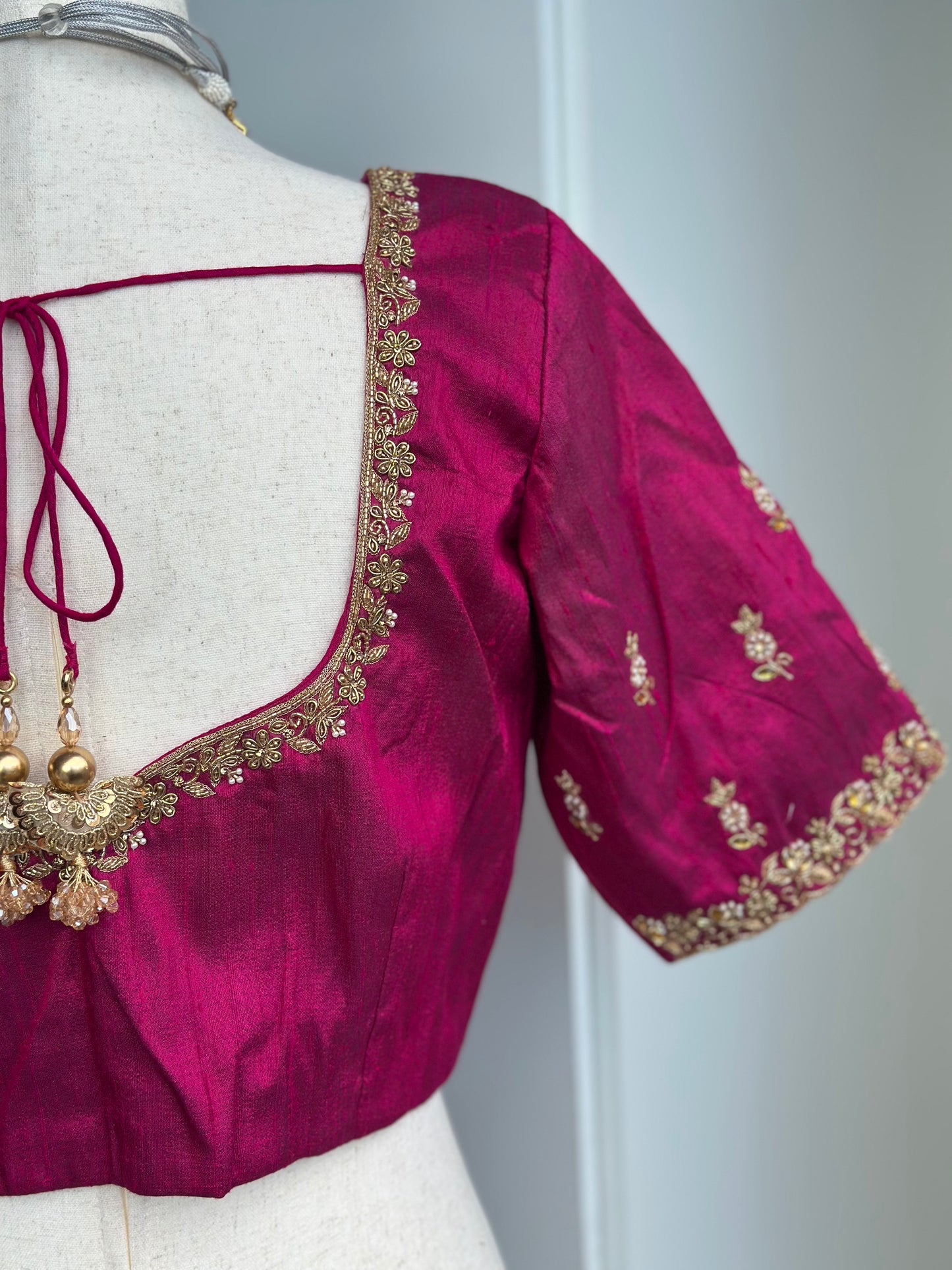 Raw Silk Hand Embroidery Blouse |  Saree Blouses Online