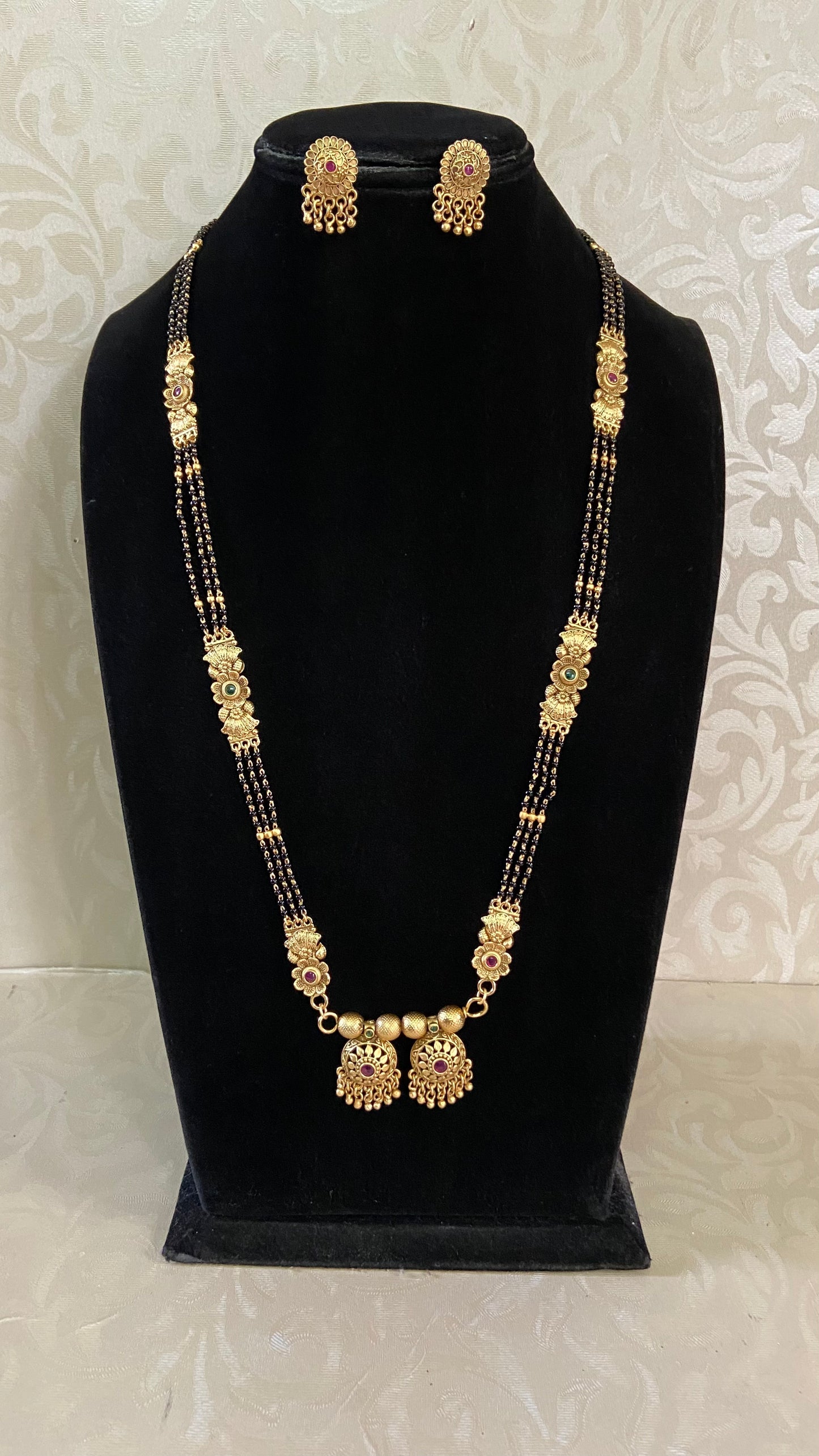 36” long Mangalasutra With Earrings