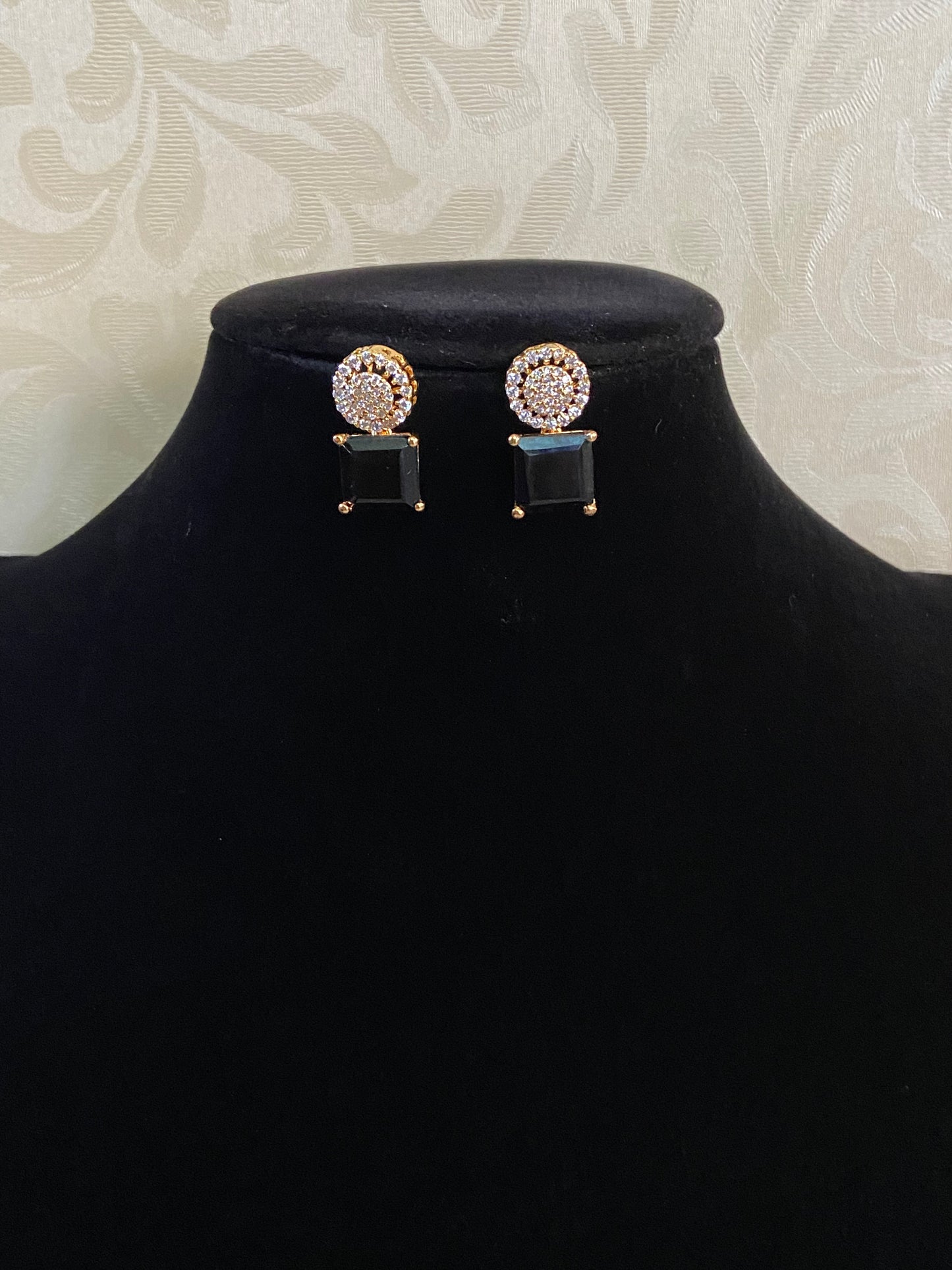 AD Black Studs  | Indian Earrings