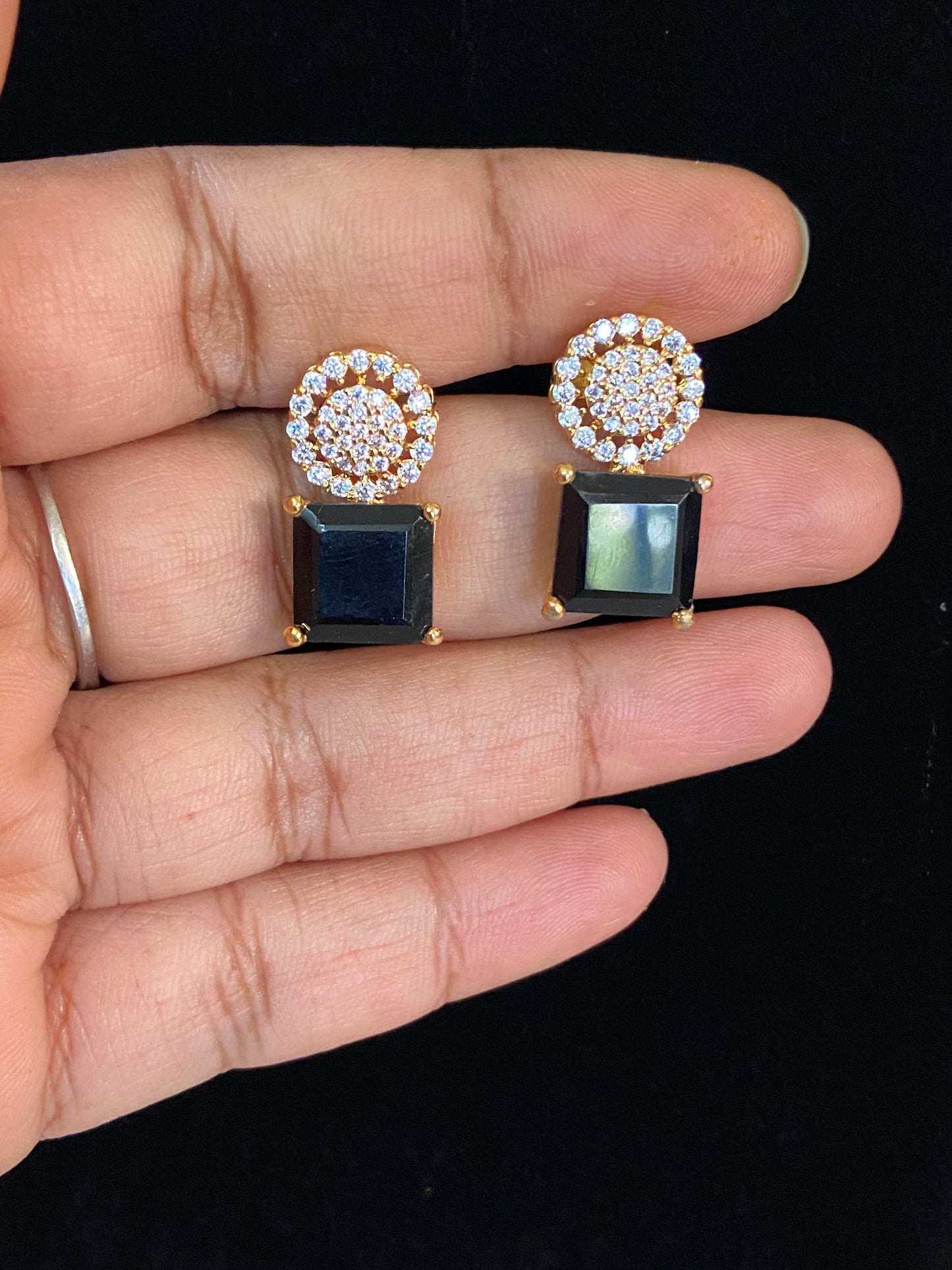 AD Black Studs  | Indian Earrings