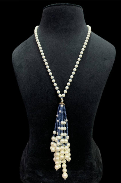 Shower Of Pearls Tassel Necklace | Indian Necklace