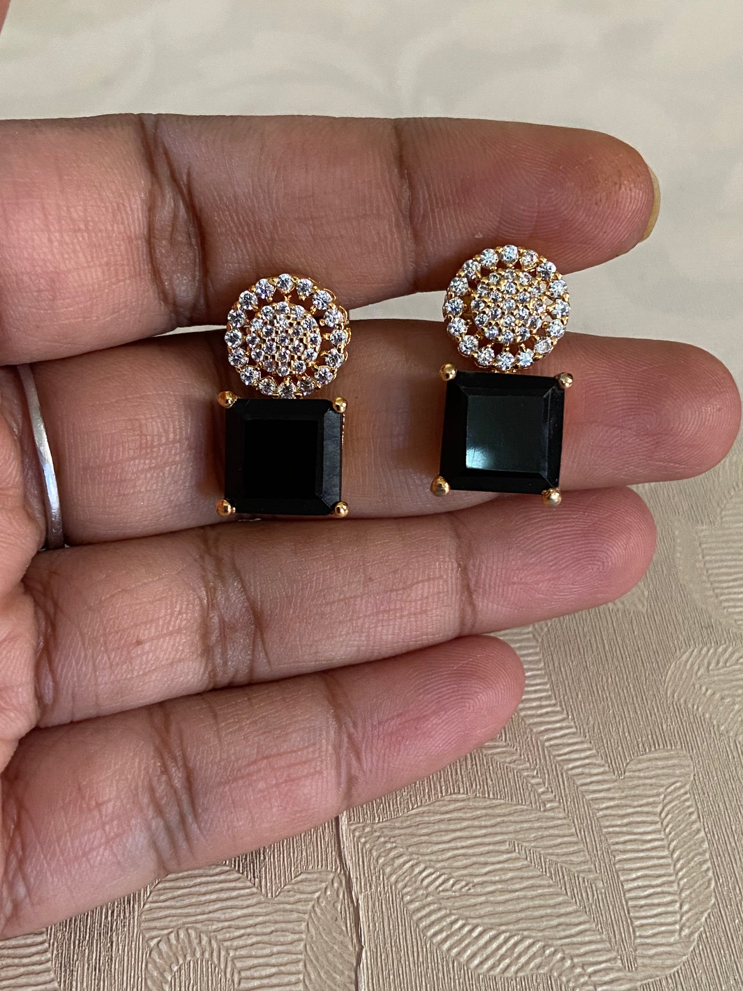 AD Black Studs  | Indian Earrings