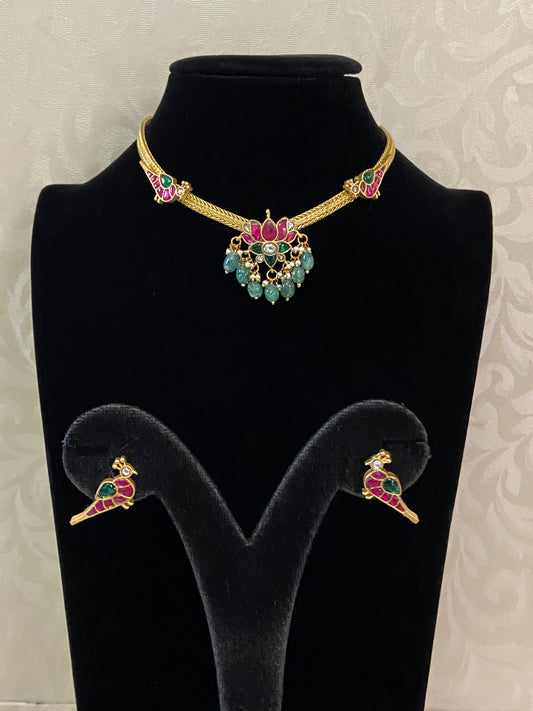 Jadau Kundan Pendant Choker Necklace | Traditional Nanu Patti Necklace
