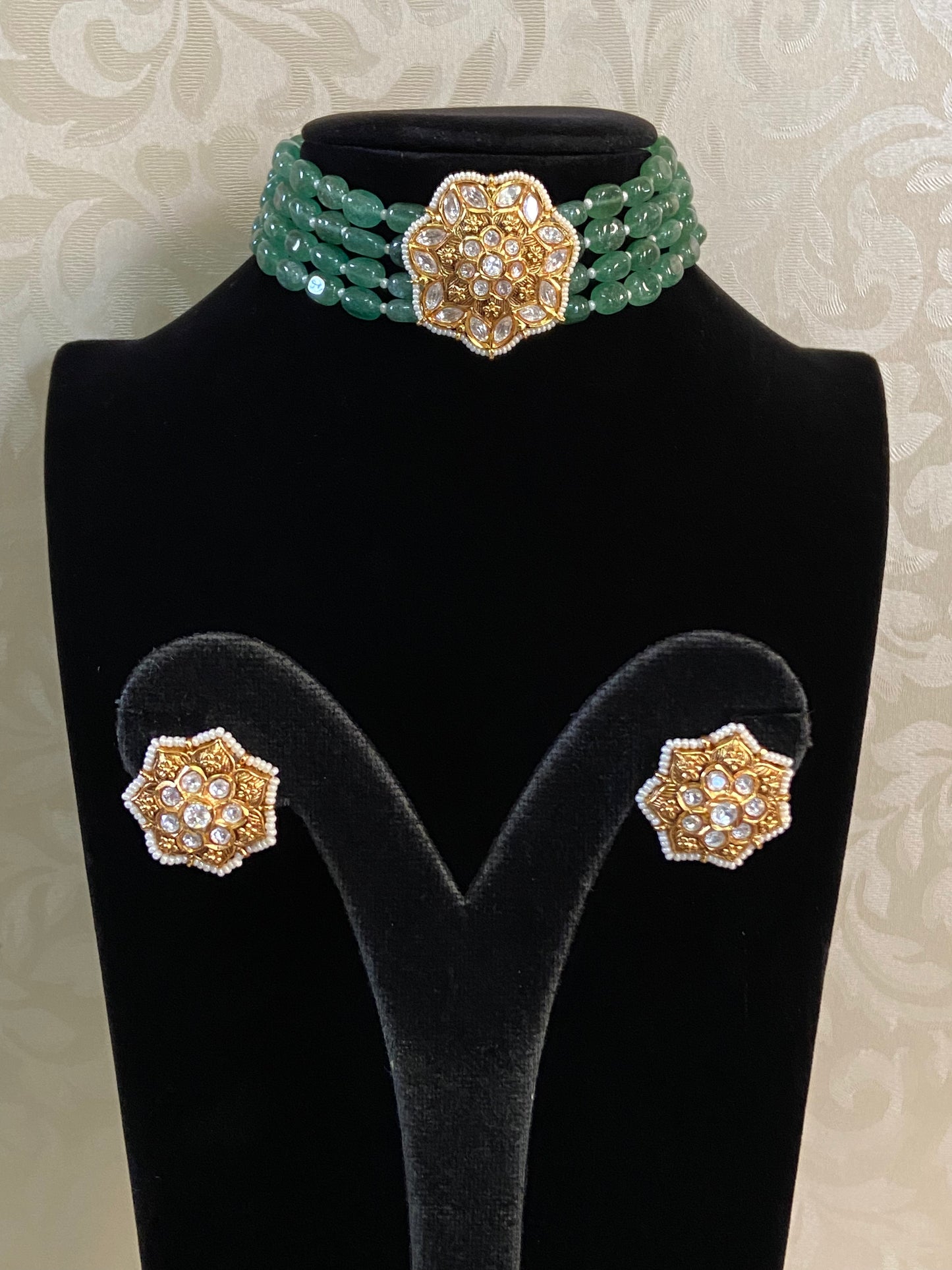 Kundan Pendant Beads Choker Set | Indian Necklace In USA