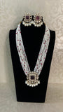 Carved Kundan  Pendant Pearl Mala| Indian Pearl Necklace With Earrings
