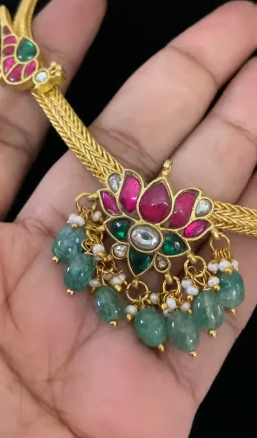 Jadau Kundan Pendant Choker Necklace | Traditional Nanu Patti Necklace
