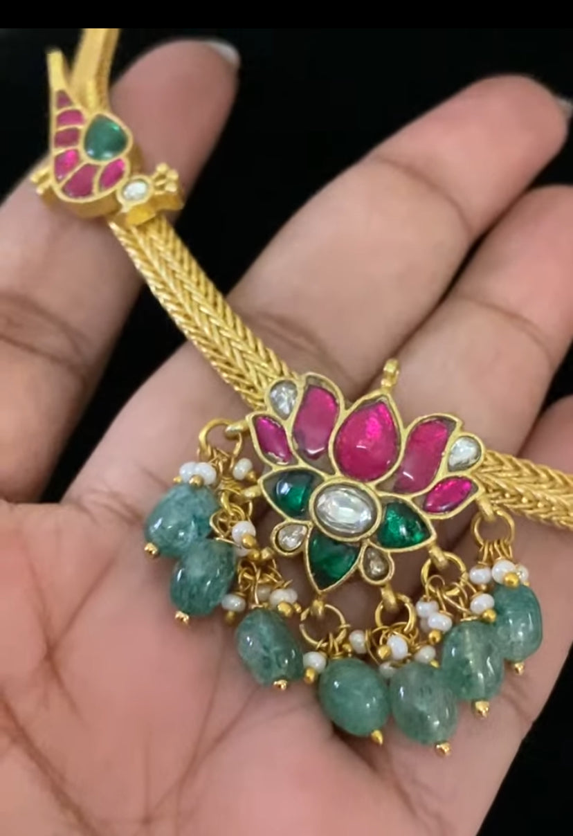 Jadau Kundan Pendant Choker Necklace | Traditional Nanu Patti Necklace