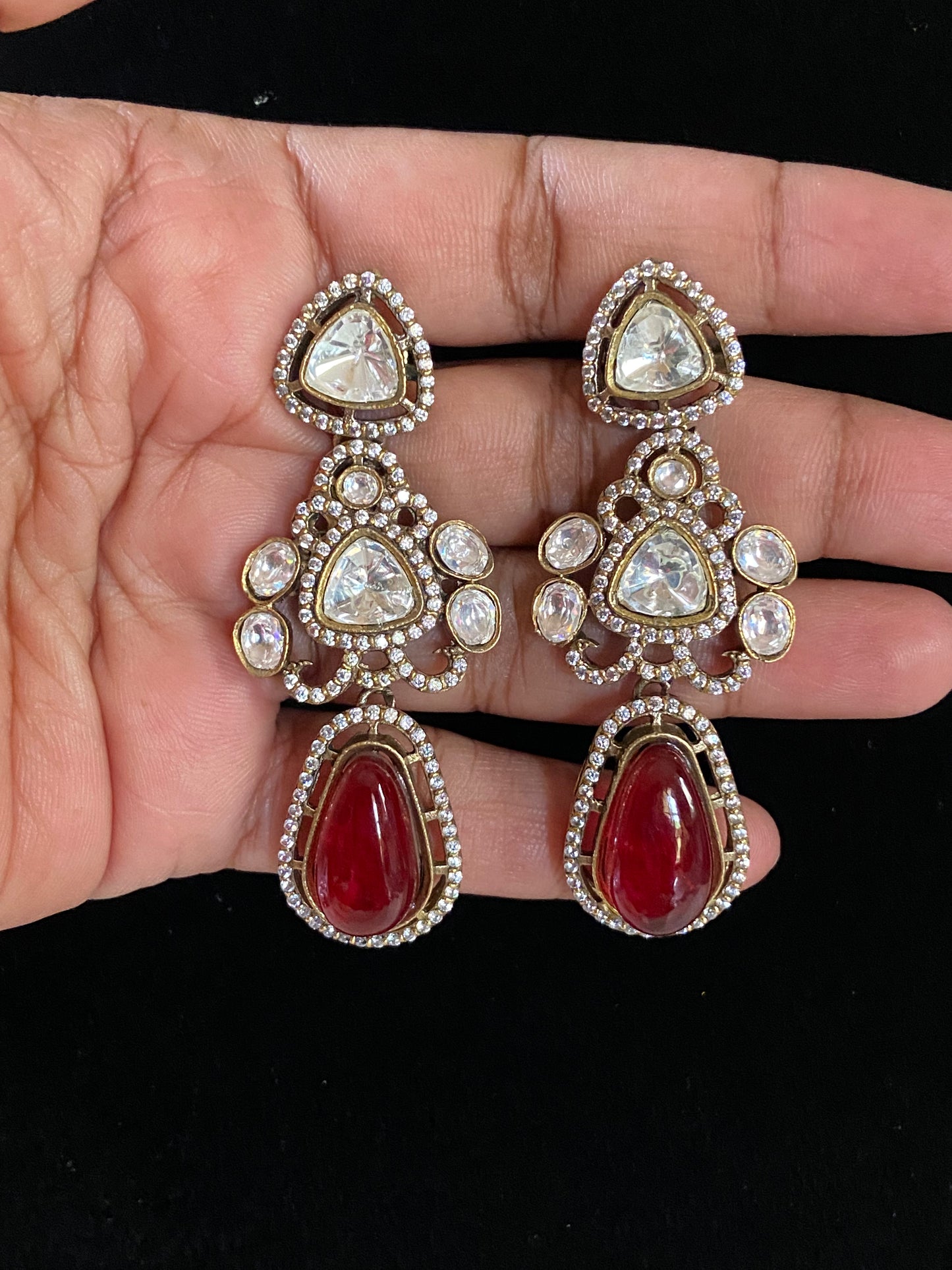 Victorian Doublet Drop Earrings| Indian jewelry in USA