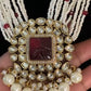 Carved Kundan  Pendant Pearl Mala| Indian Pearl Necklace With Earrings
