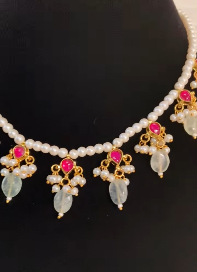 Jadau Kundan Pearl Necklace | Trendy Simple Jadau& Pearl  Mala Necklace