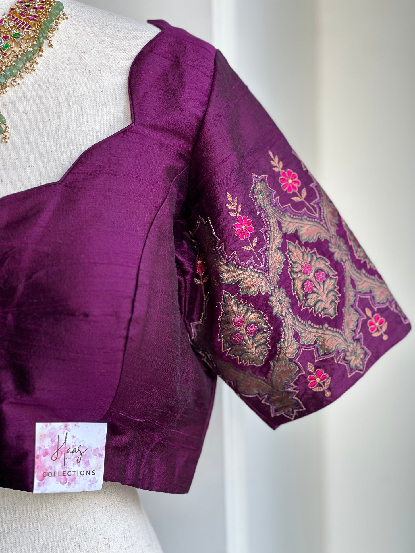 Raw Silk Embroidery Blouse | Saree blouses in USA | Custom saree blouse