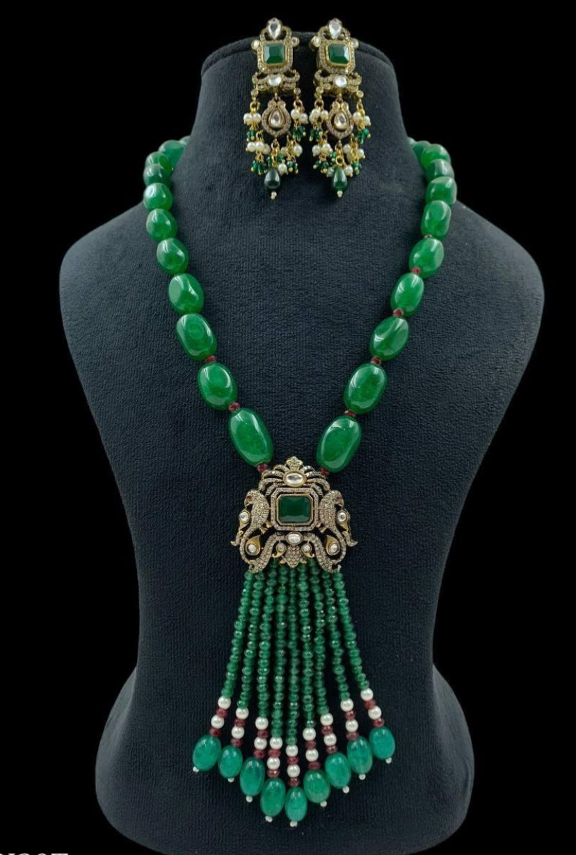 Victorian Pendant  Beads necklace With Earrings | Indian Jewelry in USA