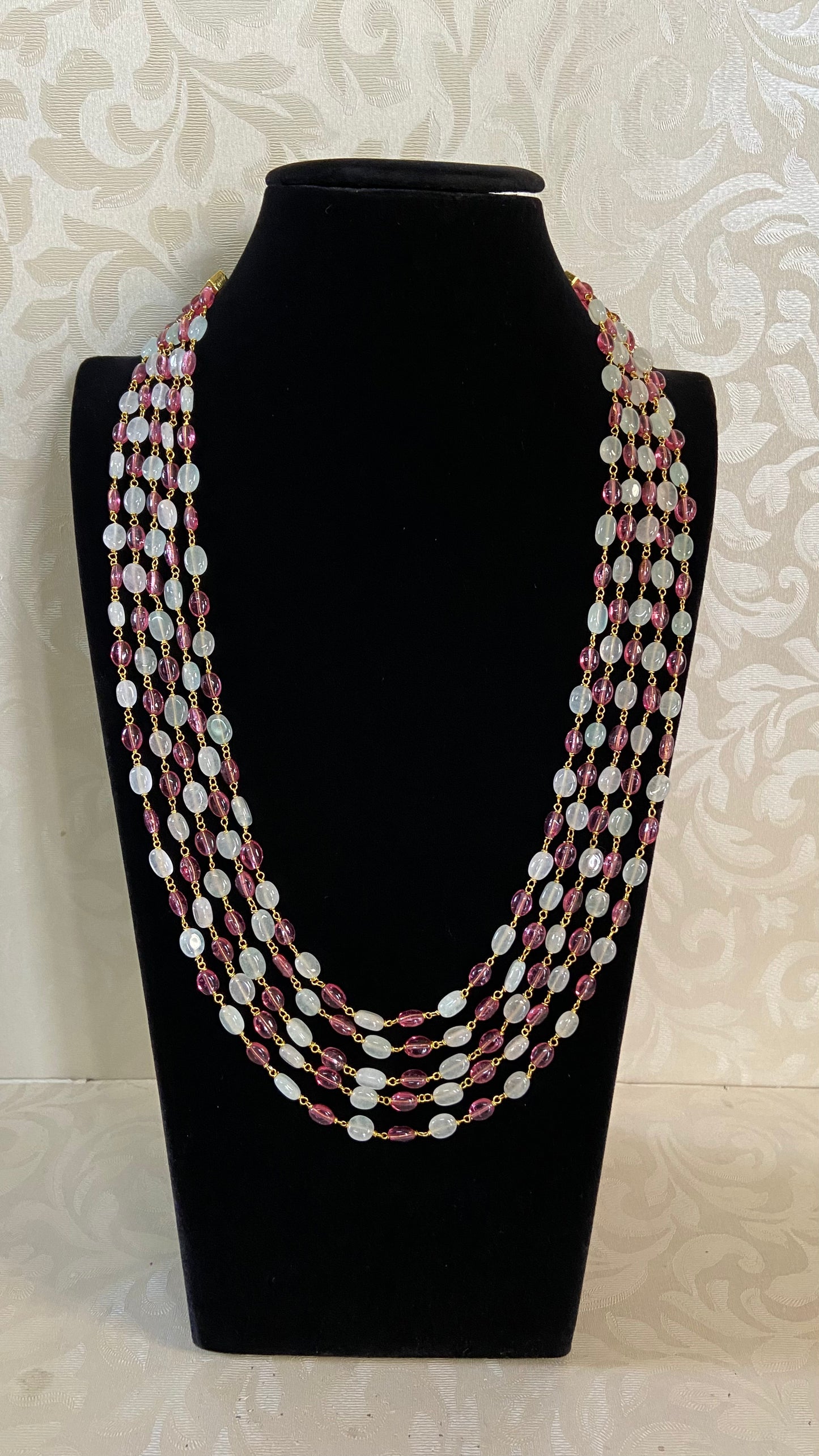 Pink Green Onyx Beads Necklace | Indian  jewelry