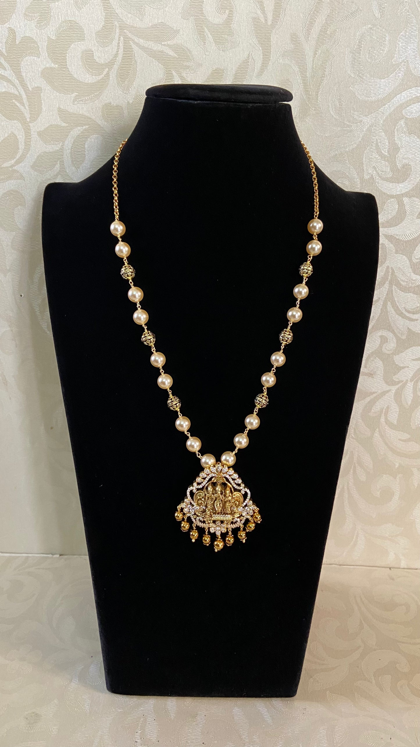 CZ Ramparivar Pendant Pearl Necklace | Indian Jewelry | Gift Idea