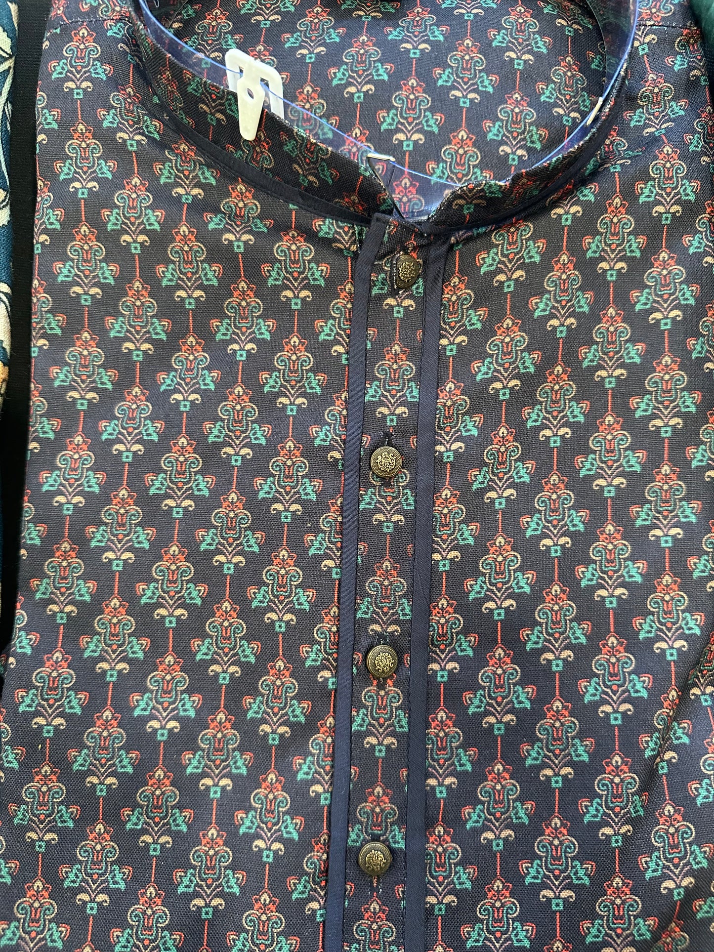 Dark Blue Floral String Printed Kurta