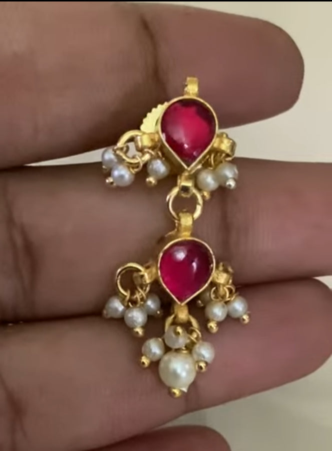 Triple Layer Pearl & Kundan Necklace With Earrings |  Indian Necklace