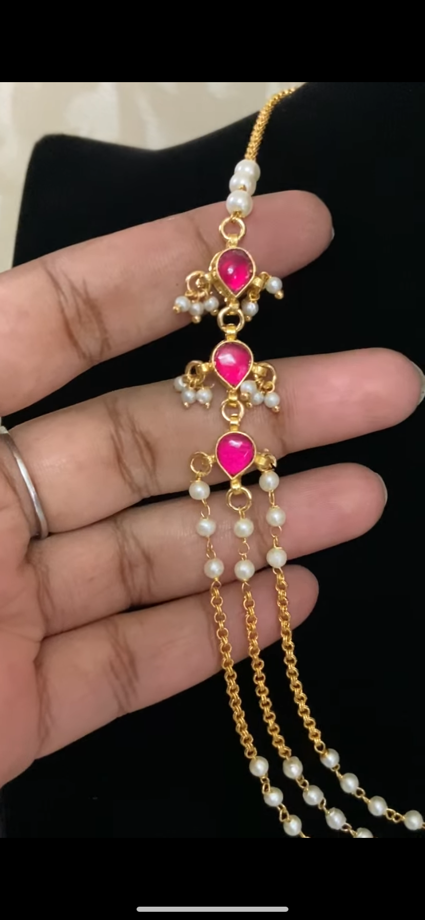 Triple Layer Pearl & Kundan Necklace With Earrings |  Indian Necklace