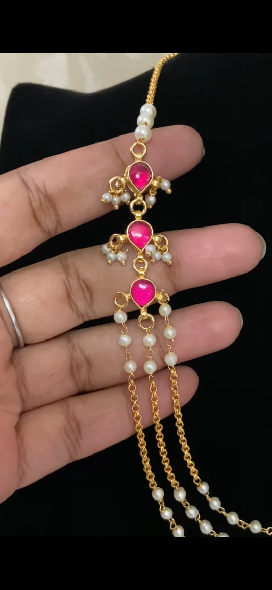 Triple Layer Pearl & Kundan Necklace With Earrings |  Indian Necklace